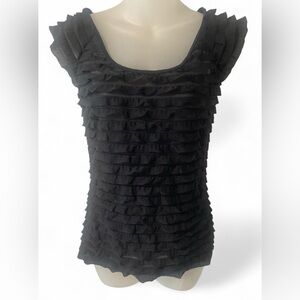 Derek Heart Black Layered Ruffle Blouse